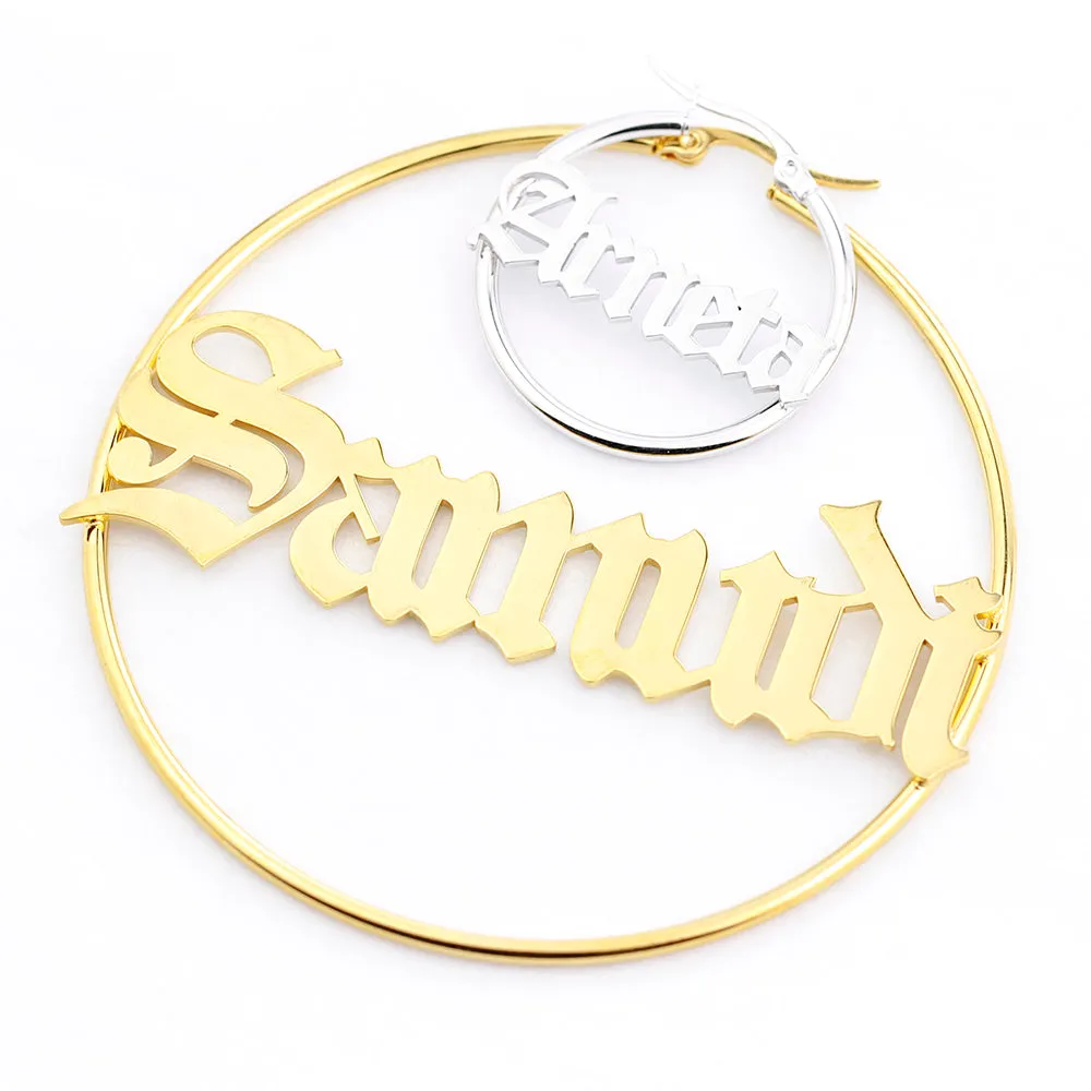 1 Pair Custom Name Hoop Earrings