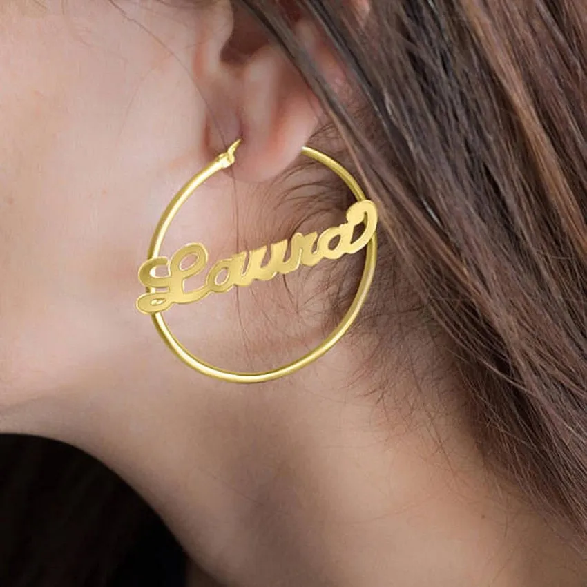 1 Pair Custom Name Hoop Earrings