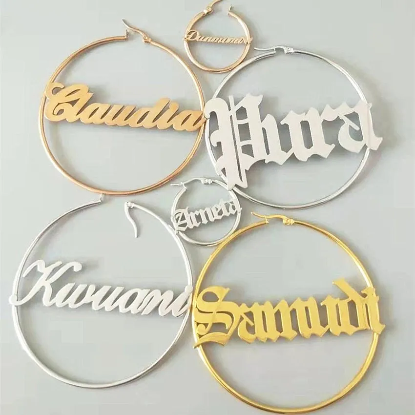 1 Pair Custom Name Hoop Earrings