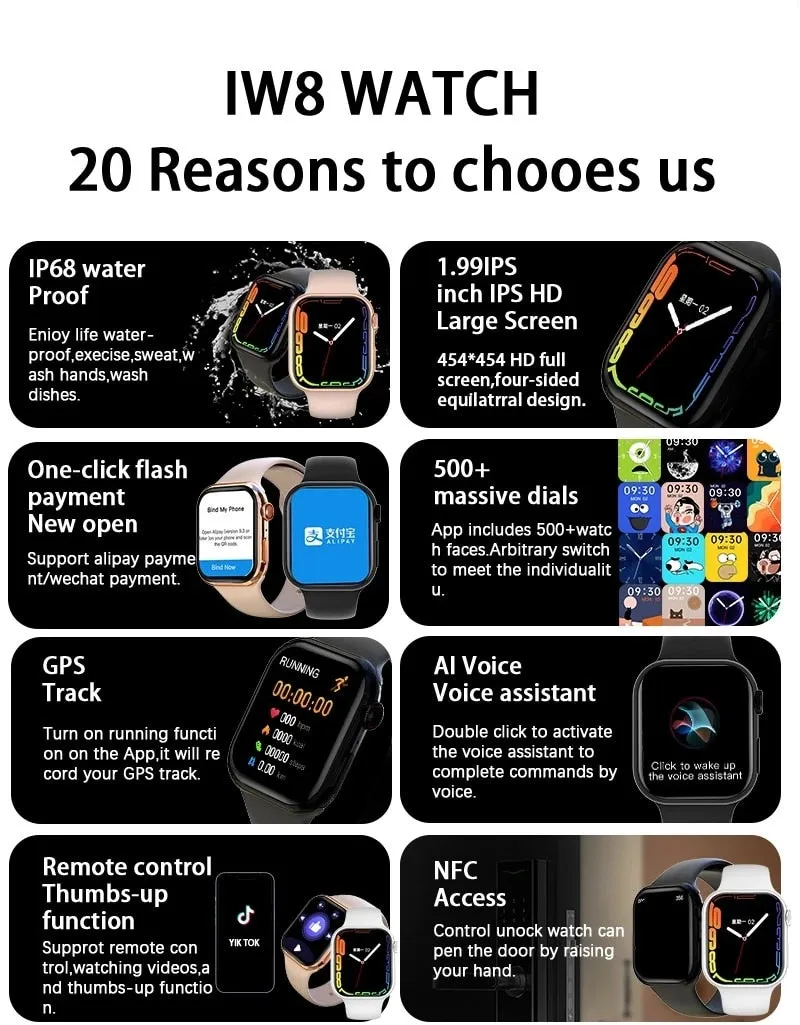 2022 Smart Watch Women Series 8 2.0 &quot; Screen Bluetooth Call Heart Rate Blood Pressure Men Smartwatch for Apple Watch IWO Watch 8