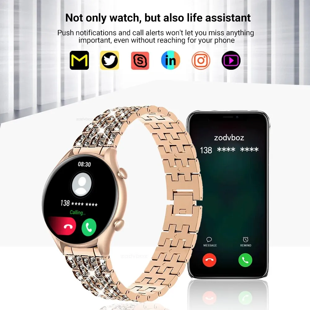 2023 Fashion Smart Watch Women Custom Dial Hi-Fi Voice Call Men Sport Fitness Tracker IP67 Waterproof Smartwatch For Android IOS