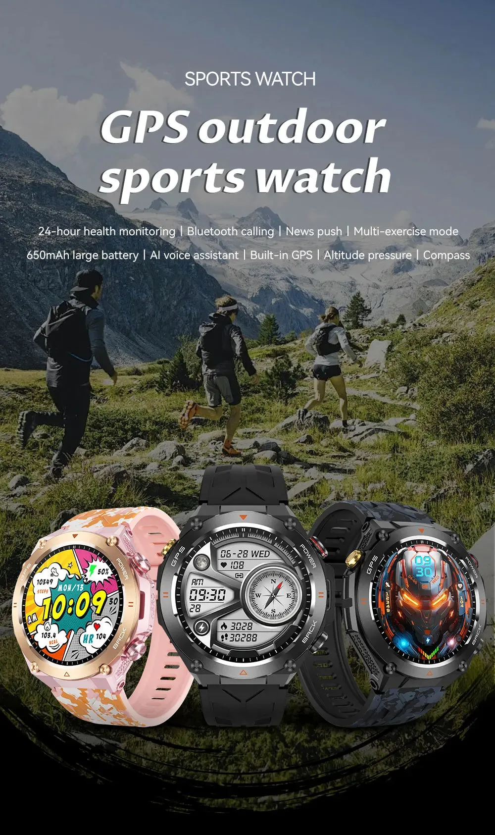 2024 New For HUAWEI GPS Outdoor SmartWatch HD 412*412 AMOLED Screen Heart rate Bluetooth Call IP68 Waterproof Man Smart Bracelet