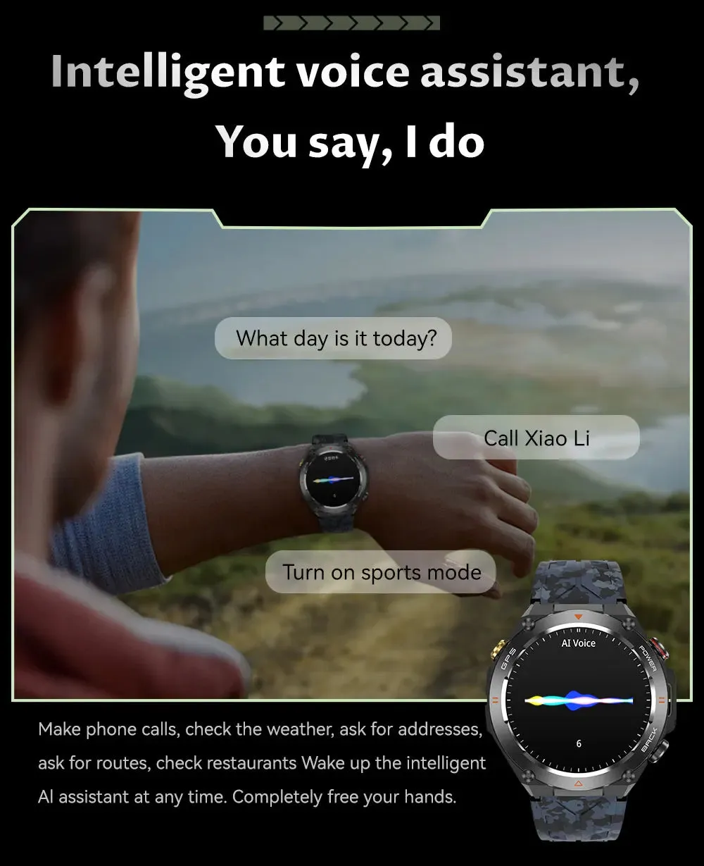 2024 New For HUAWEI GPS Outdoor SmartWatch HD 412*412 AMOLED Screen Heart rate Bluetooth Call IP68 Waterproof Man Smart Bracelet