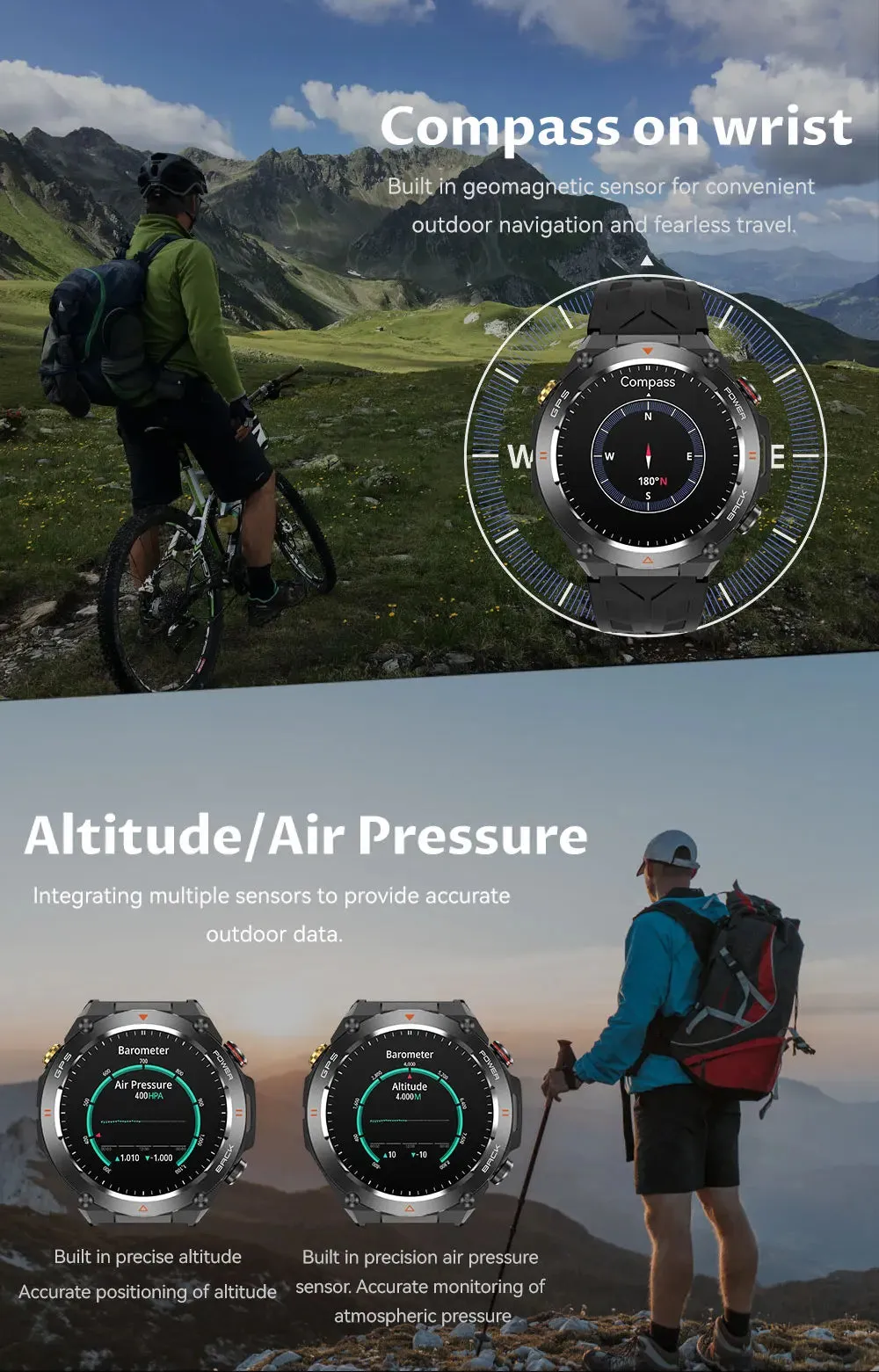 2024 New For HUAWEI GPS Outdoor SmartWatch HD 412*412 AMOLED Screen Heart rate Bluetooth Call IP68 Waterproof Man Smart Bracelet