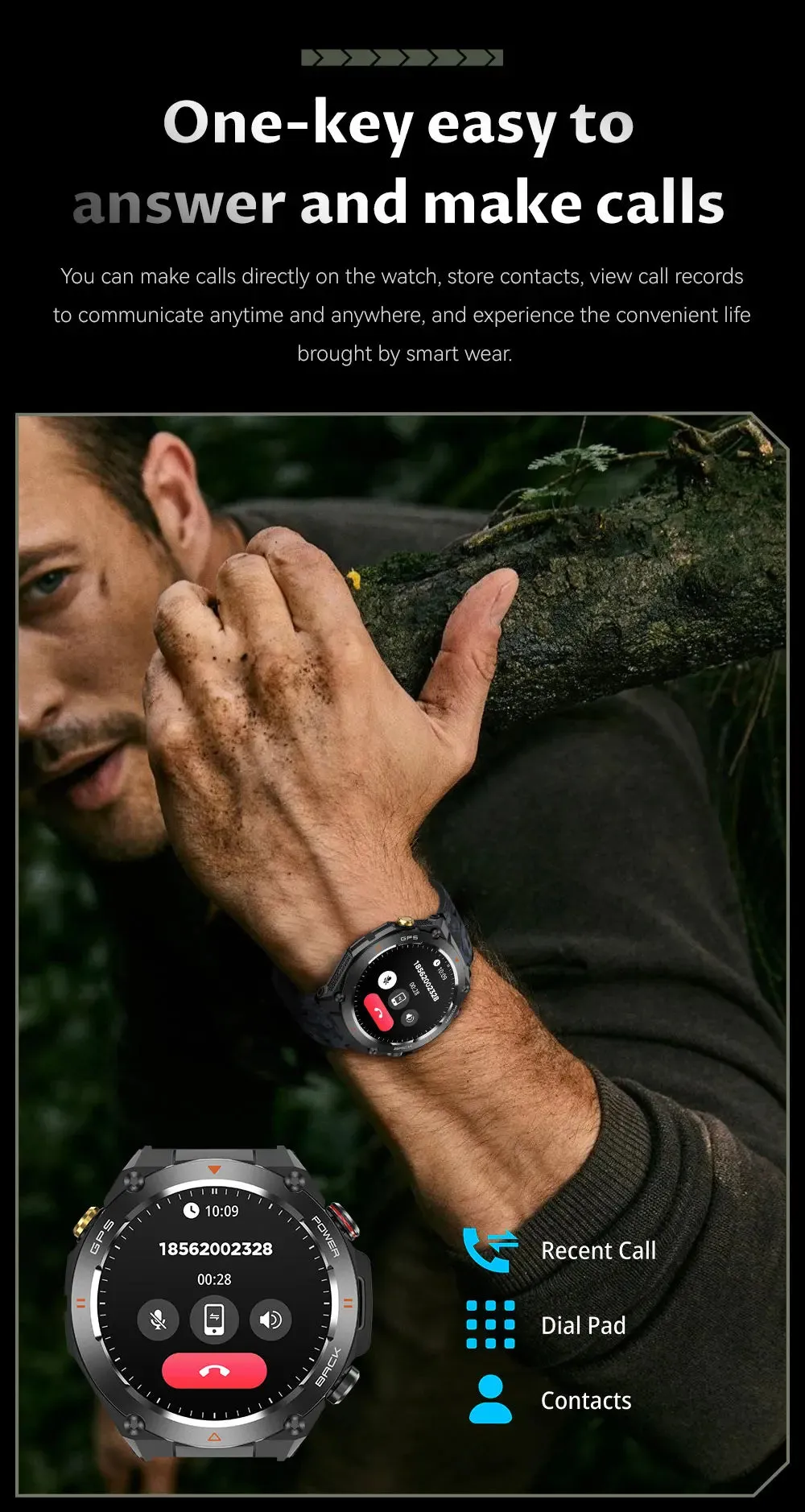 2024 New For HUAWEI GPS Outdoor SmartWatch HD 412*412 AMOLED Screen Heart rate Bluetooth Call IP68 Waterproof Man Smart Bracelet