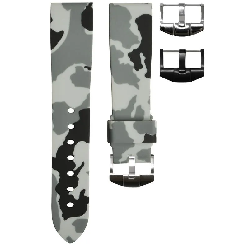 20MM LUG WIDTH STRAP - SNOW CAMO RUBBER