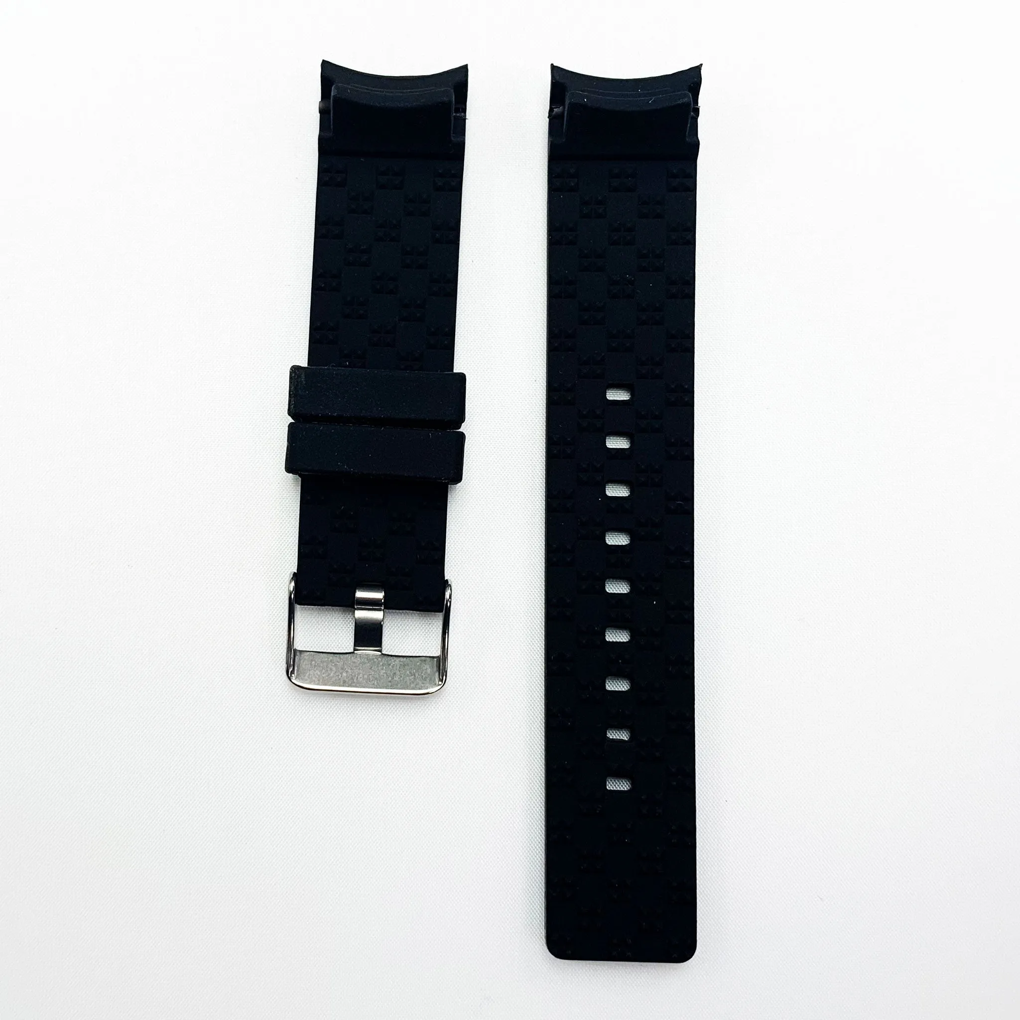 22 MM Special Curve Black Color Silicone Quick Release Regular Size Watch Strap Steel HR