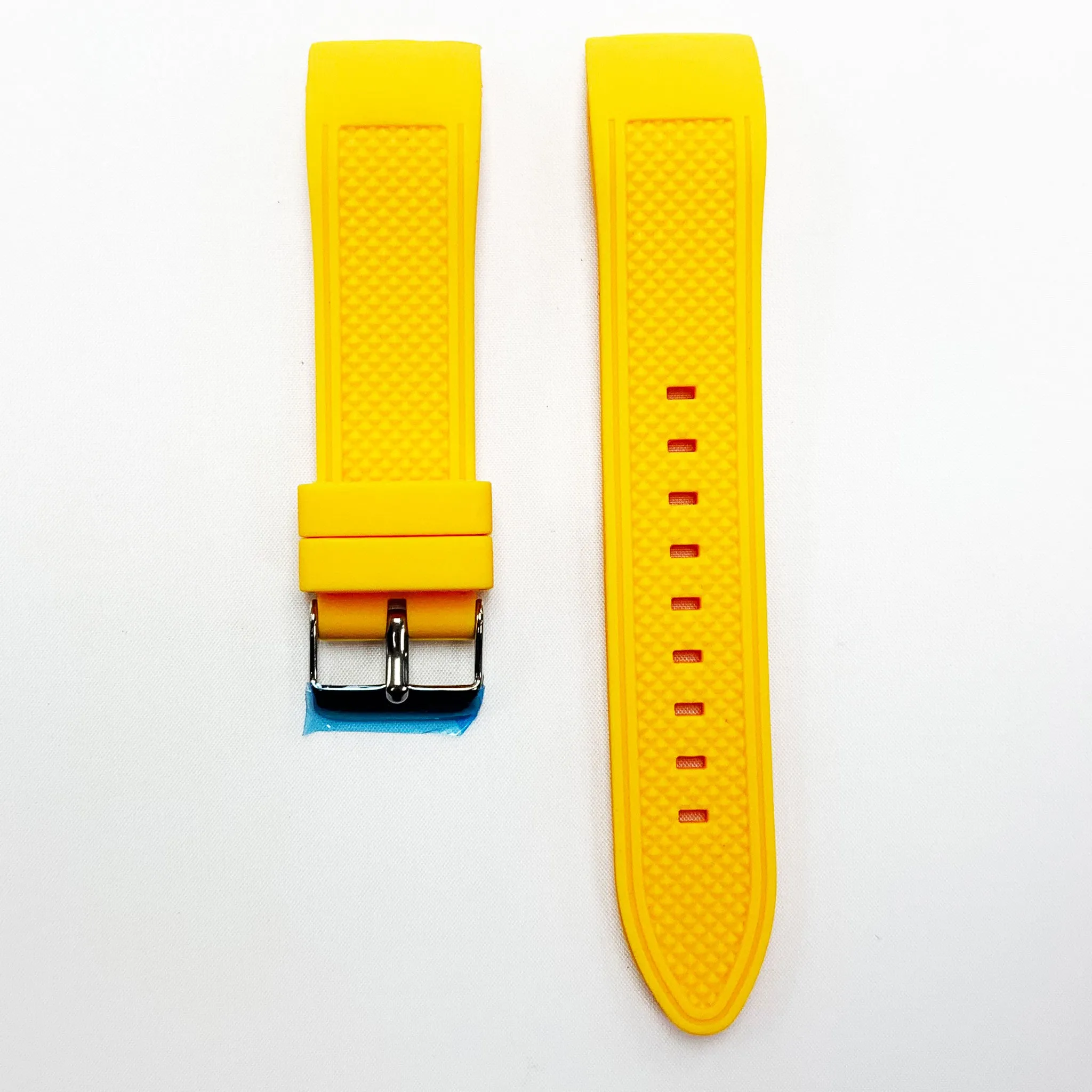 22 MM Special Curve Yellow Color Silicone Quick Release Regular Size Watch Strap Steel HR