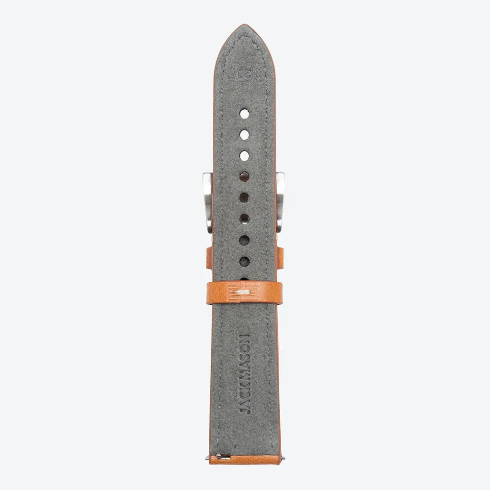 22mm Leather Watch Strap - Stitched Tan
