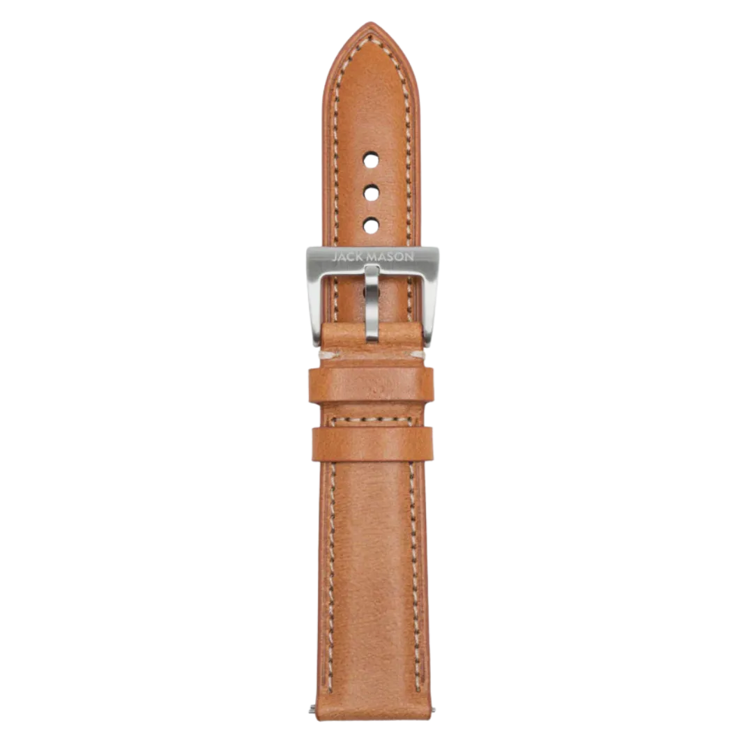 22mm Leather Watch Strap - Stitched Tan
