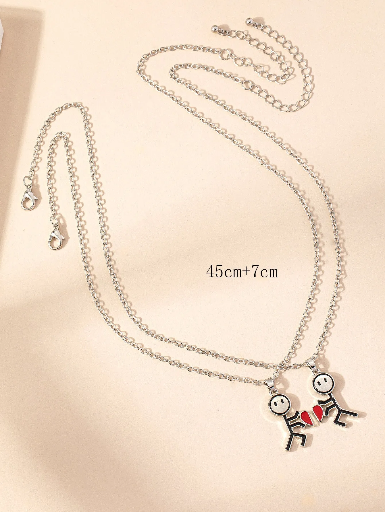 2pcs Cartoon Figure Pendant Necklace Couple Necklace Jewelry for Women Gift for