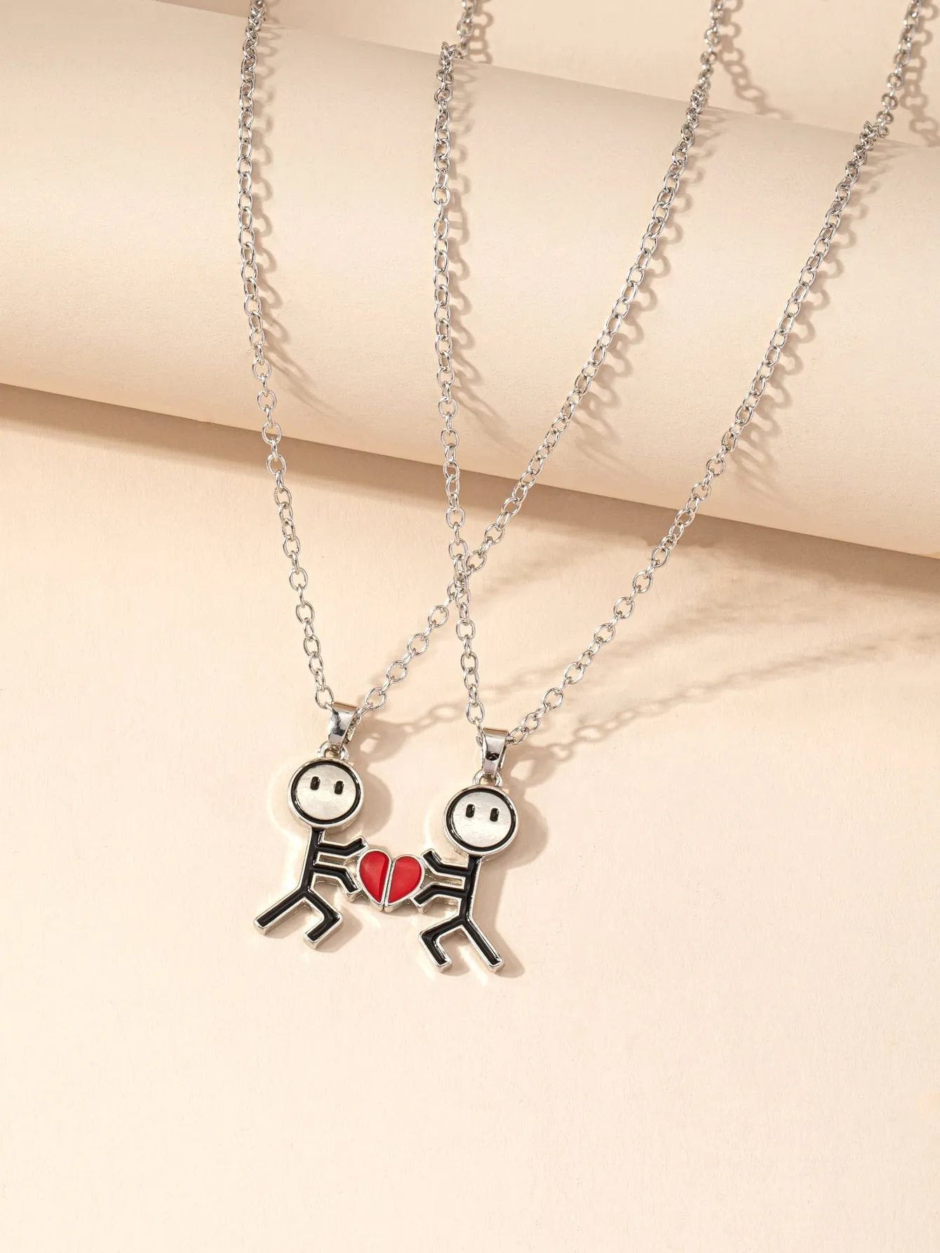 2pcs Cartoon Figure Pendant Necklace Couple Necklace Jewelry for Women Gift for