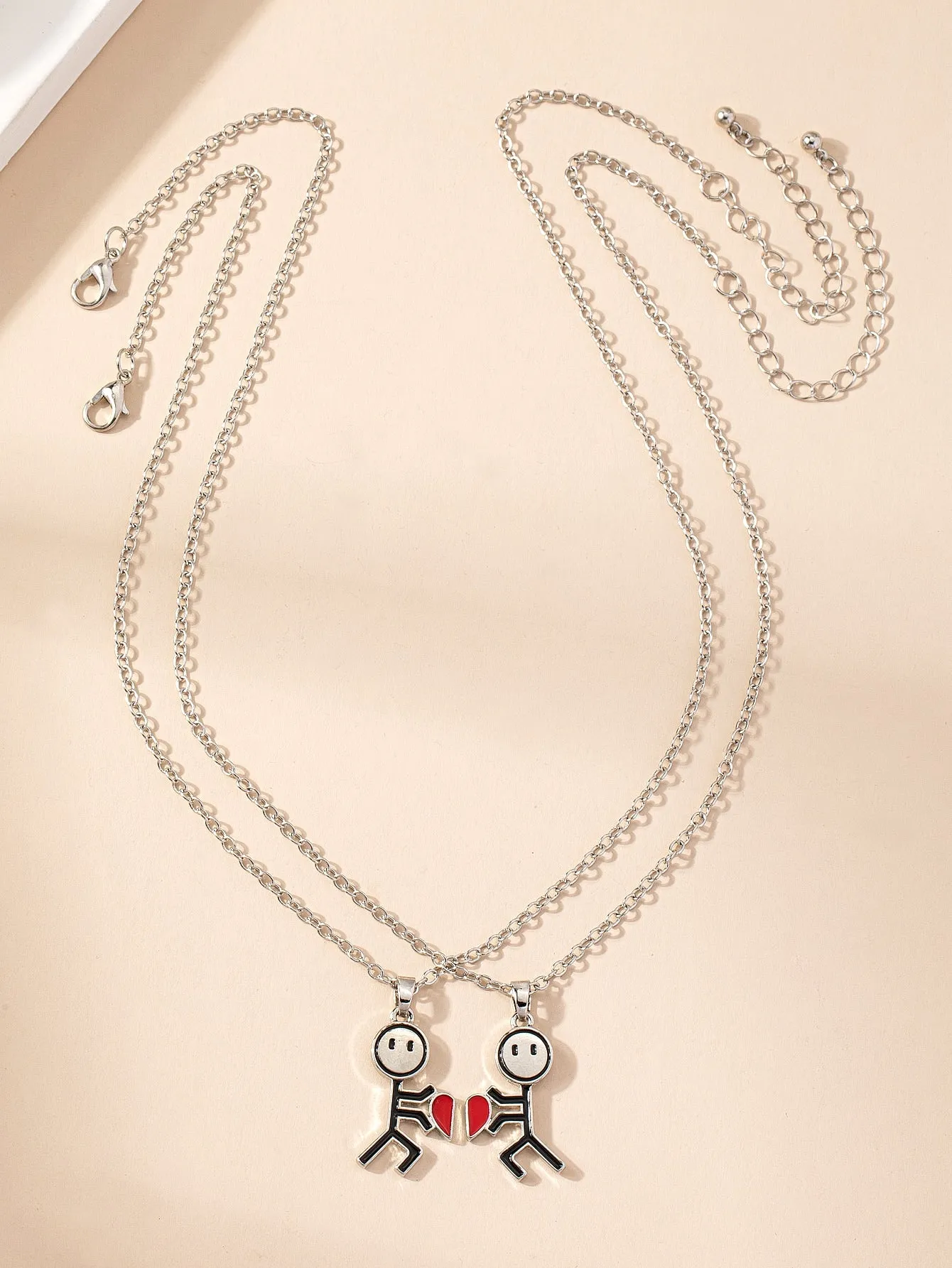 2pcs Cartoon Figure Pendant Necklace Couple Necklace Jewelry for Women Gift for