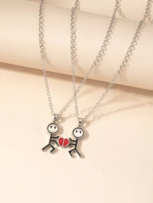 2pcs Cartoon Figure Pendant Necklace Couple Necklace Jewelry for Women Gift for