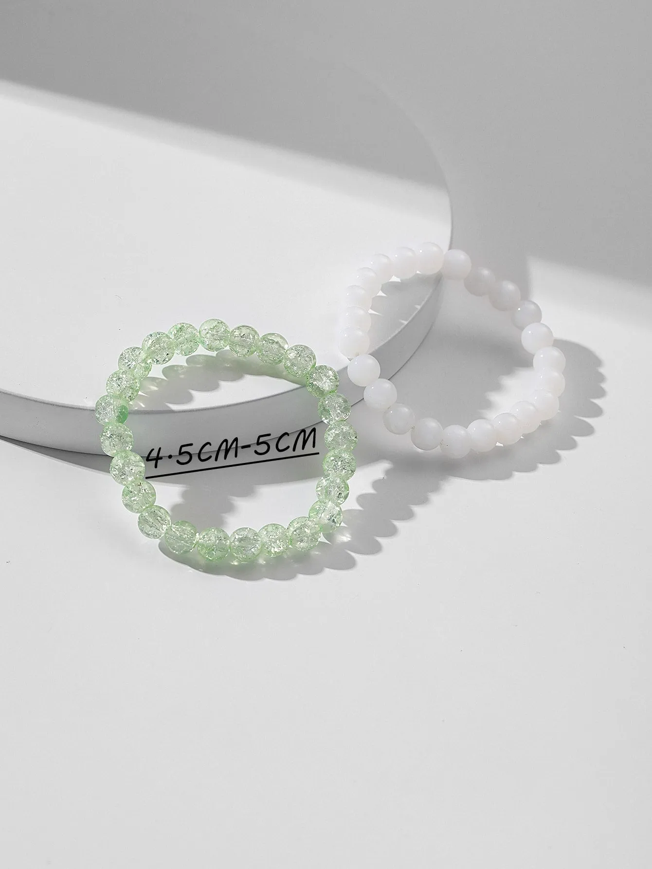 2pcs Green White Beaded Bracelet Bead-string Bracelet Jewelry Accessory for