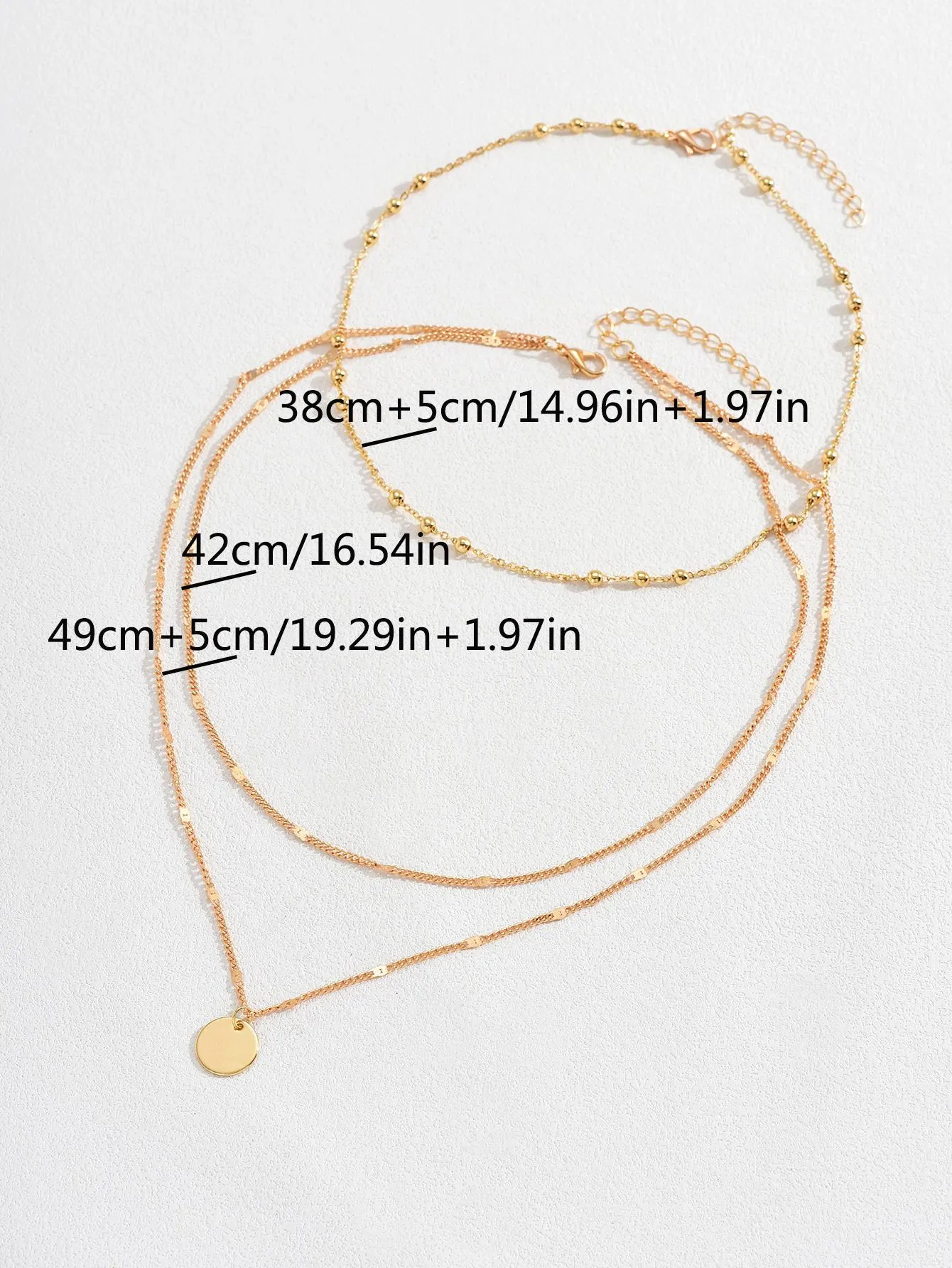 2pcs/set Fashionable Disc & Bead Decor Chain Necklace For Women For Daily