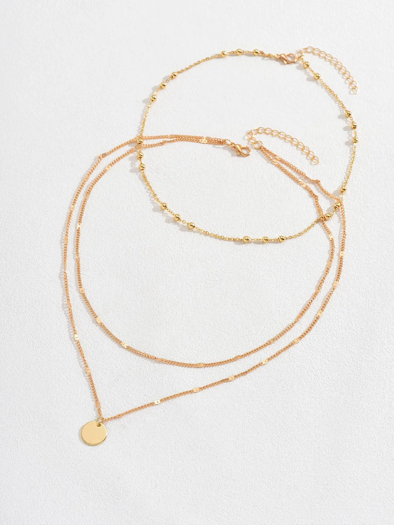 2pcs/set Fashionable Disc & Bead Decor Chain Necklace For Women For Daily
