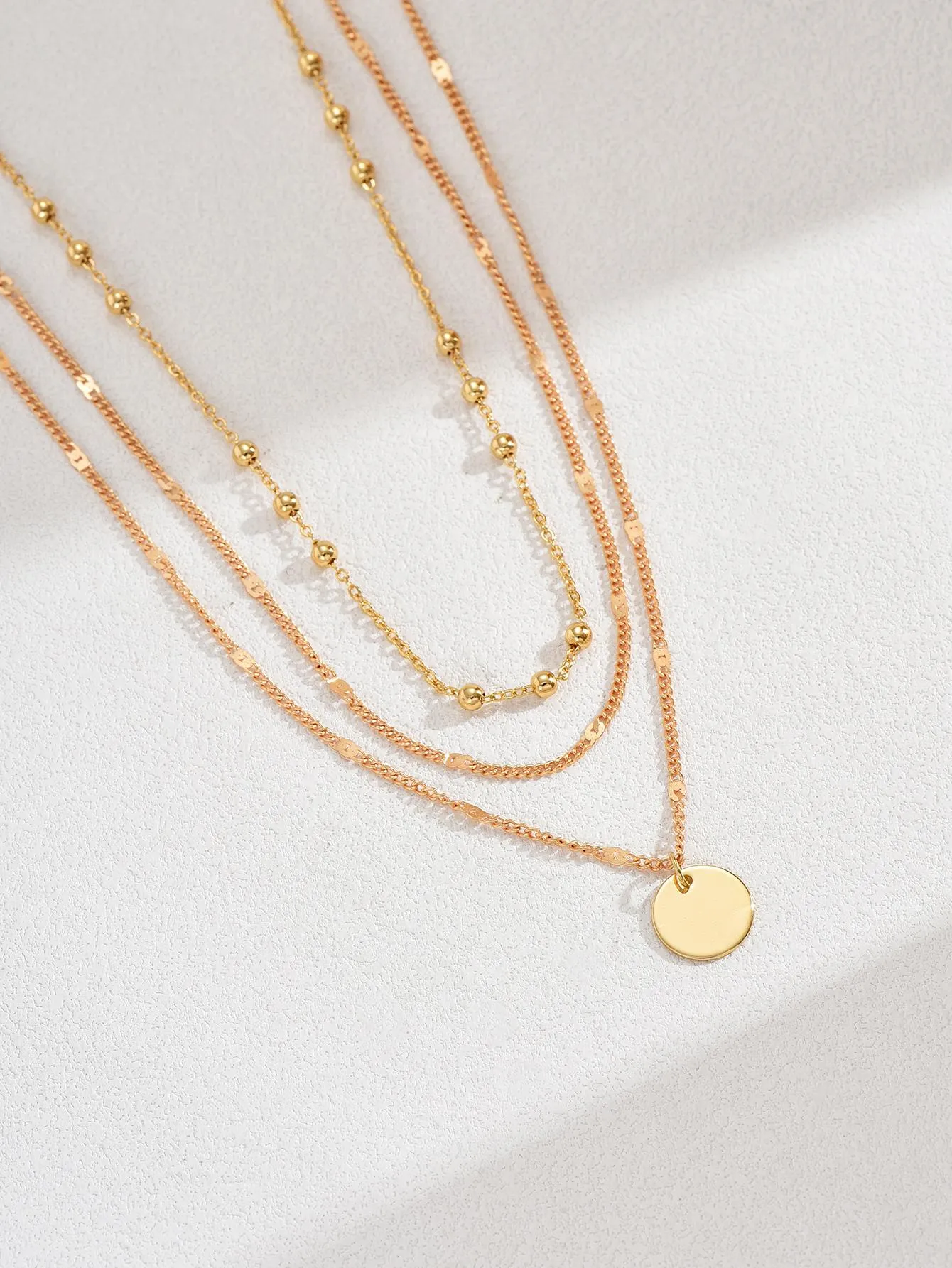 2pcs/set Fashionable Disc & Bead Decor Chain Necklace For Women For Daily