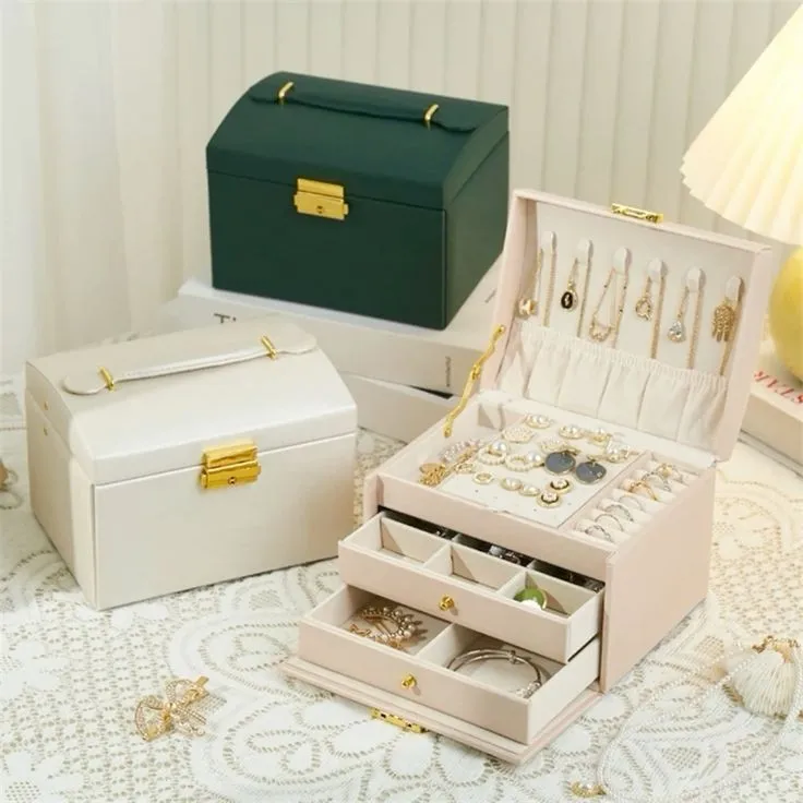 3 Layer Leather Jewelry Organizer