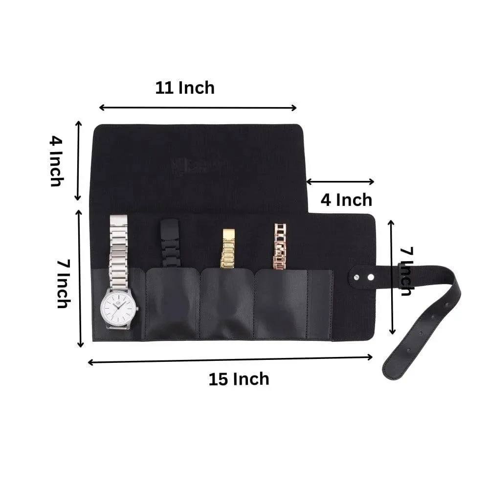 4-Slots Watch Roll-Up Travel Case