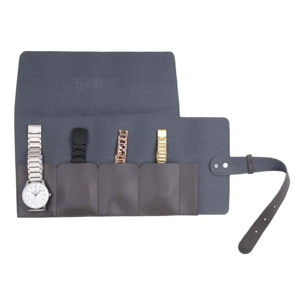 4-Slots Watch Roll-Up Travel Case