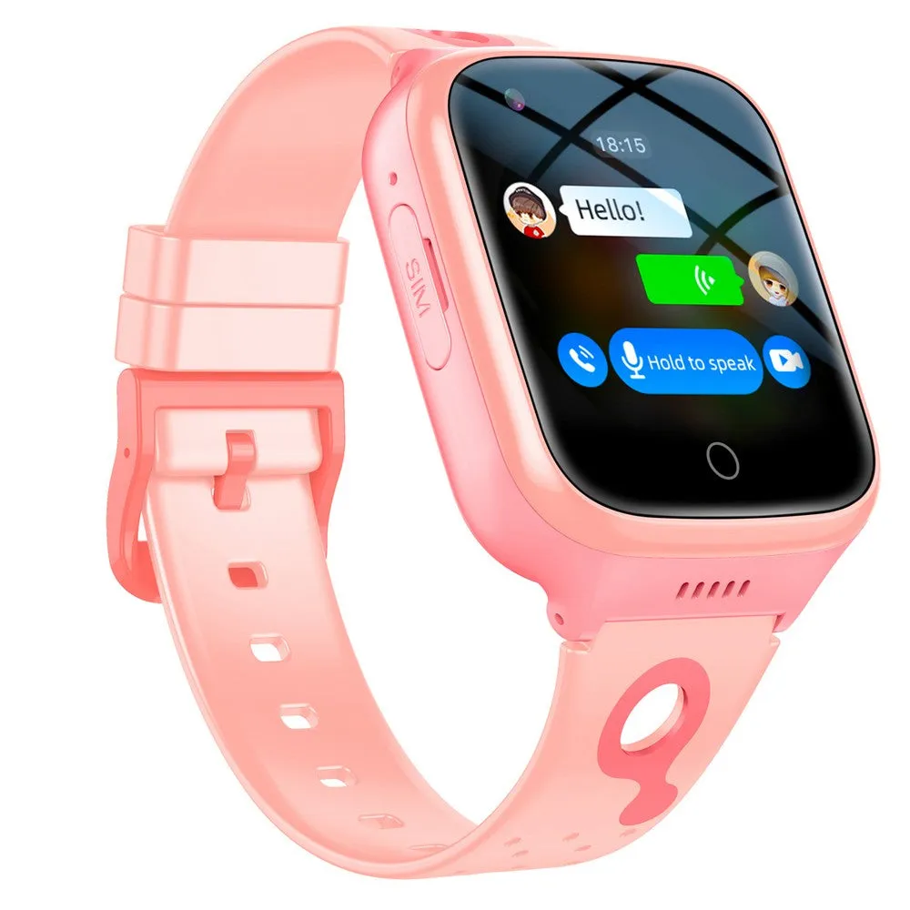 4G Kids Smart Watch SOS Video Phone Call Compatible with Android iOS-Pink
