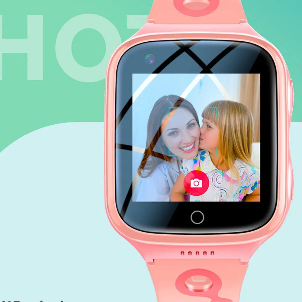 4G Kids Smart Watch SOS Video Phone Call Compatible with Android iOS-Pink