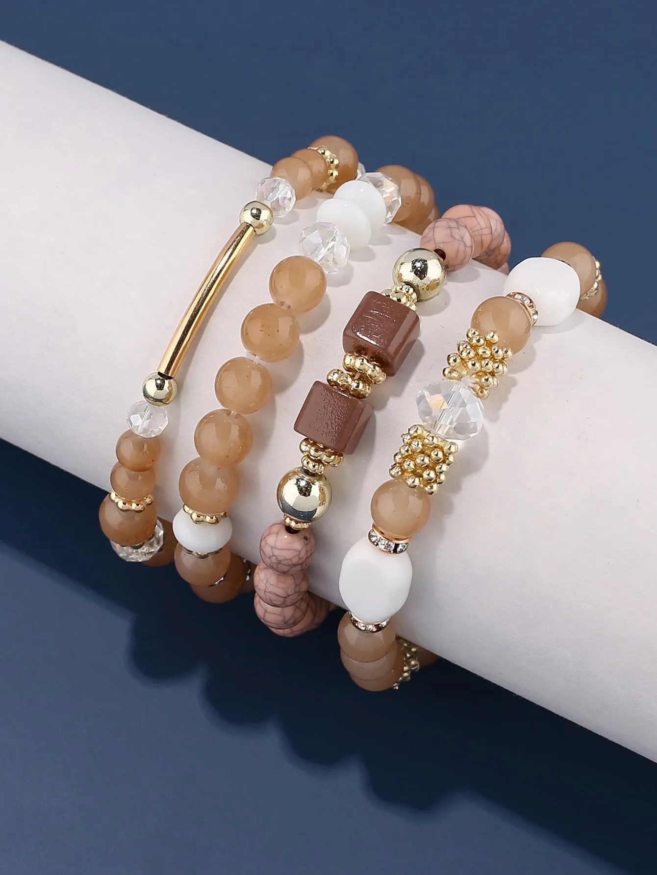 4pcs Geometric Decor Beaded Bracelet