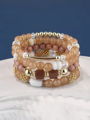 4pcs Geometric Decor Beaded Bracelet