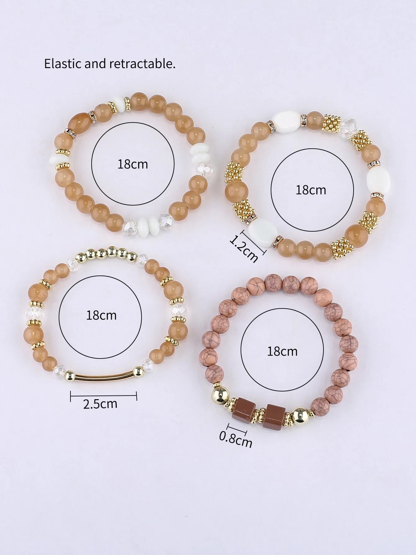 4pcs Geometric Decor Beaded Bracelet