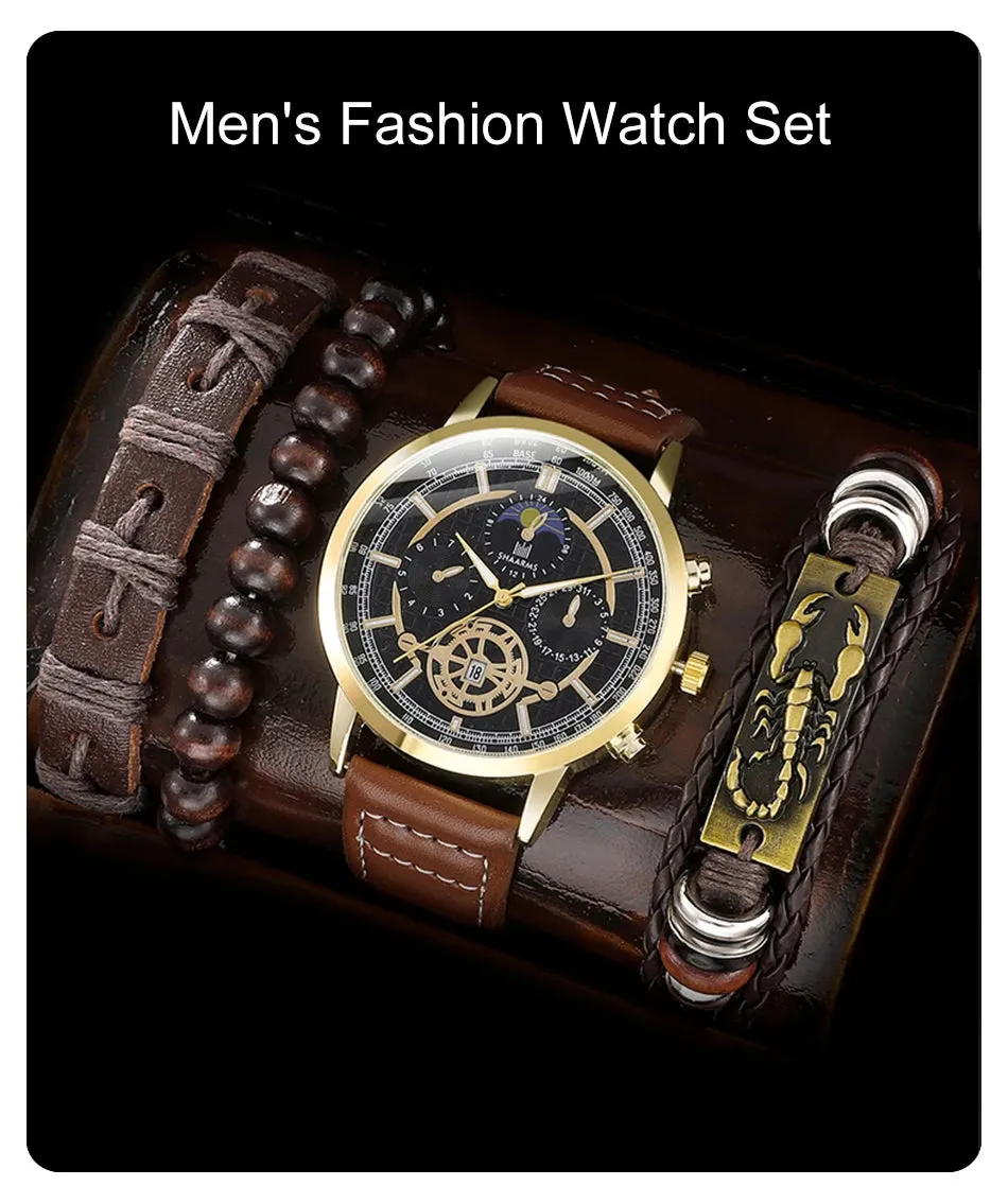 4PCS Set Men Watch