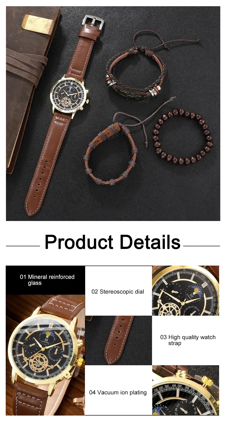 4PCS Set Men Watch