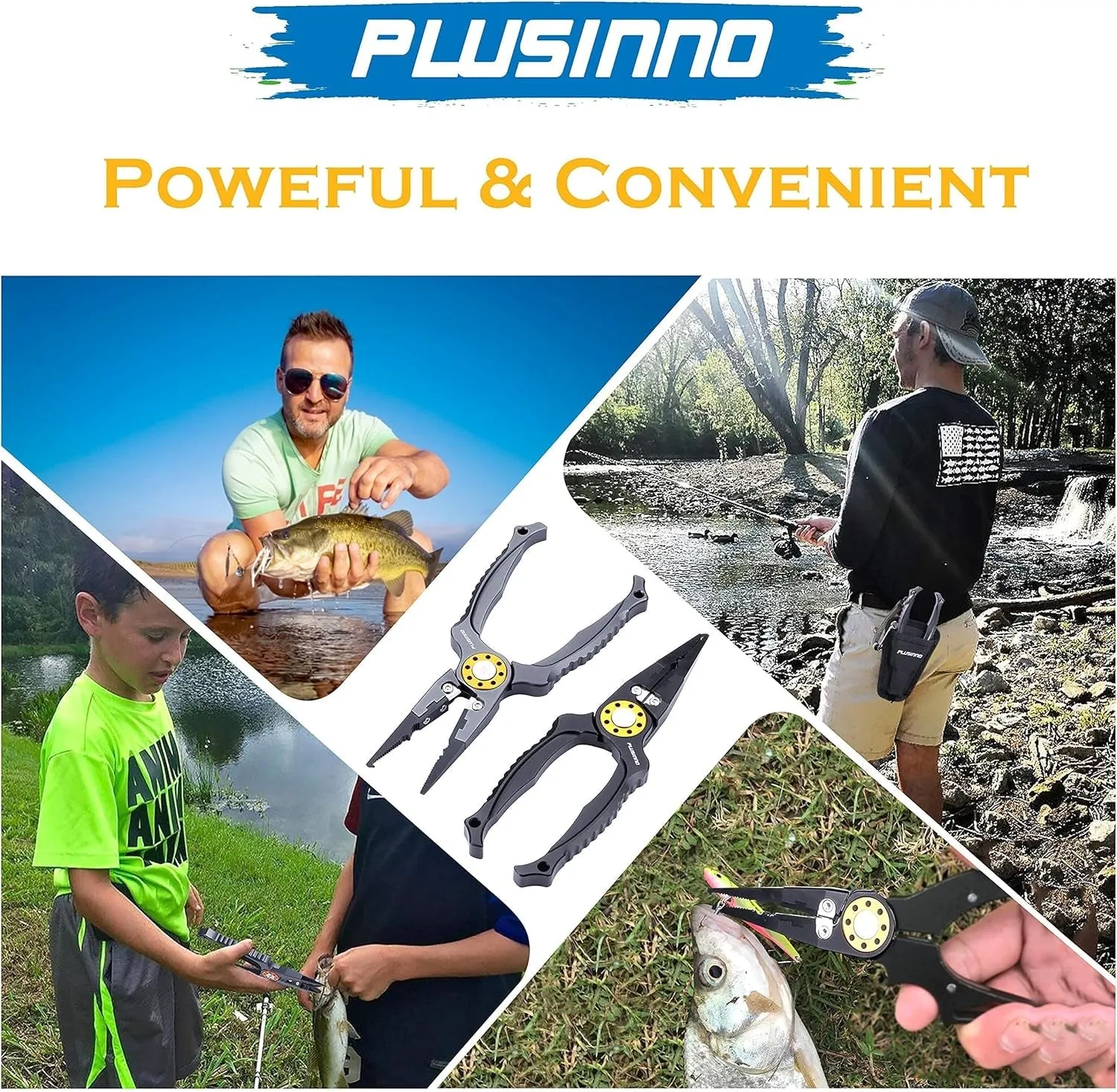 8 Inch Fishing Pliers, 6061Aluminum Muti-Function Fishing Tools, Split Ring Pliers Hook Removers, Saltwater Resistant Fishing Gear Accessories with Lanyard & Sheath, Fishing Gifts for Men