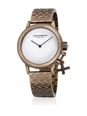 Akribos Xxiv White Dial Ladies Brown Tone Watch AK966BZ
