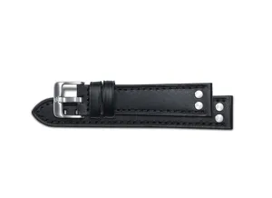 ALFA 22mm Genuine Leather Strap Natural Black Watch Band Steel Buckle