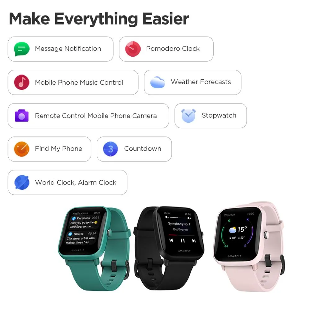 Amazfit Bip U Pro GPS Smartwatch Color Screen Smart Watch 5 ATM Waterproof 60  Sports Mode For Android Phone