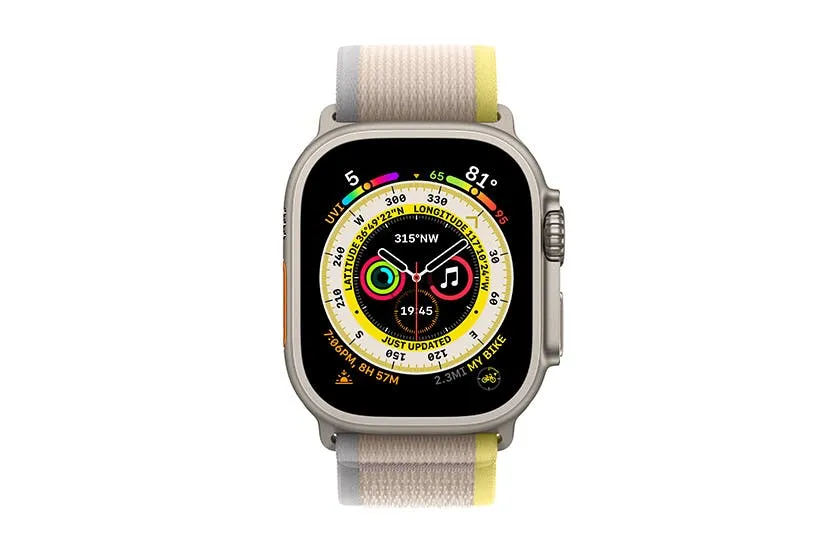 Apple Watch Ultra | 49mm | Titanium Case With Yellow/Beige Trail Loop M/L