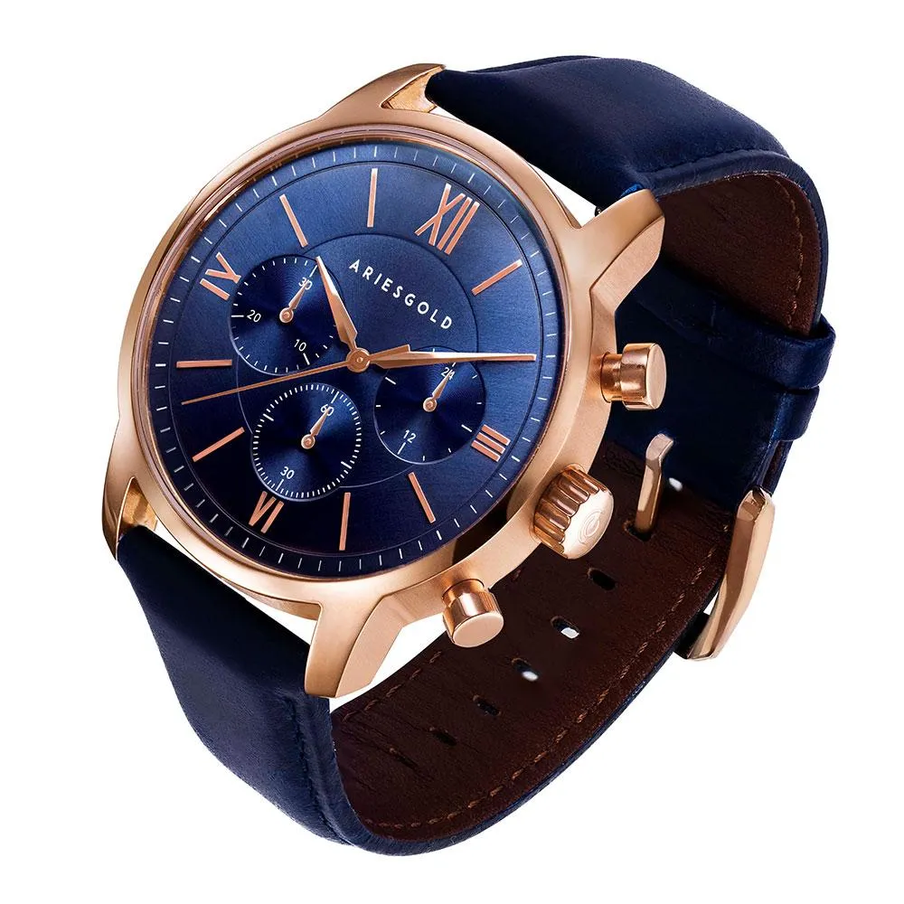 Aries Gold Urban Eternal Blue Leather Strap G 1027 RG-BU Watch