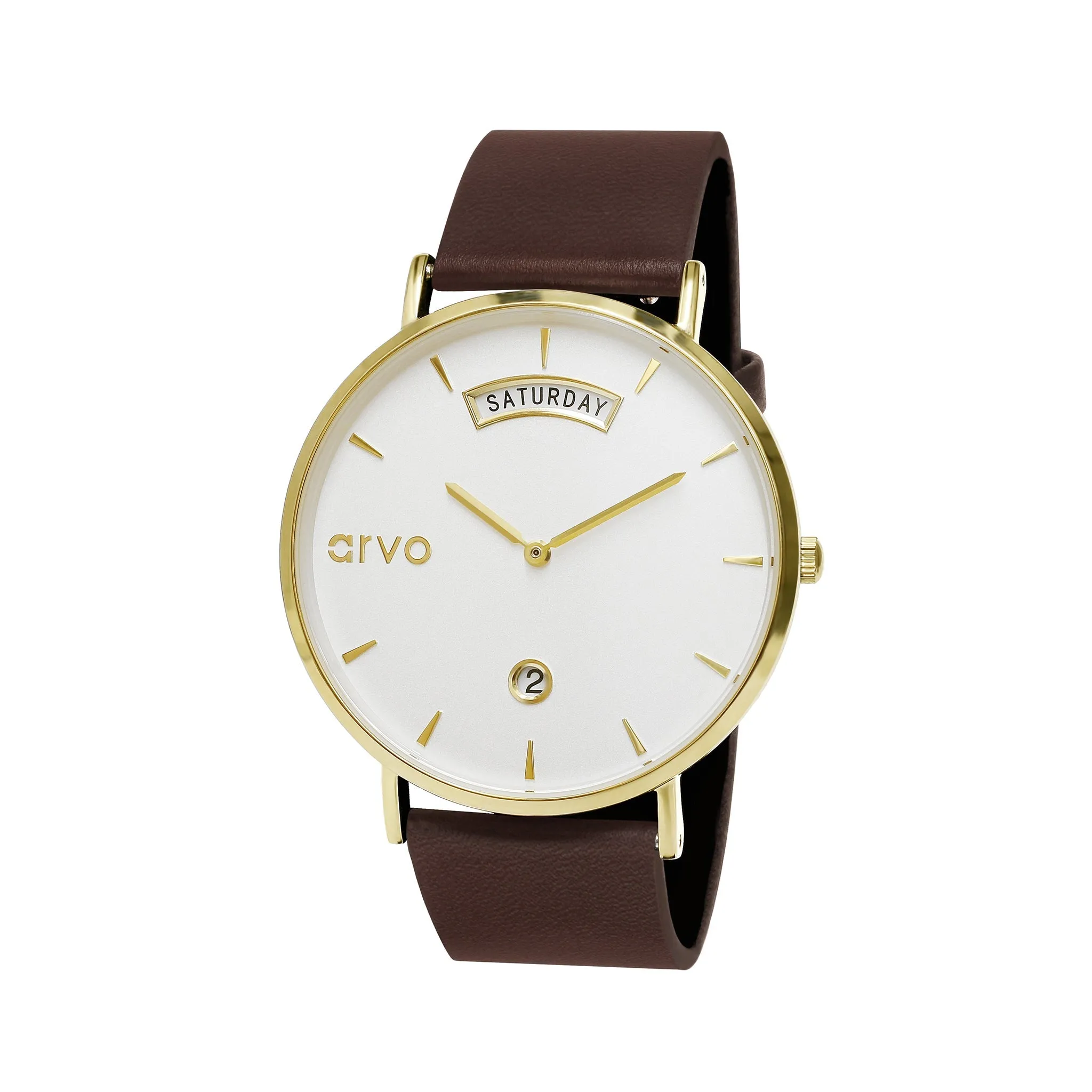 Arvo Awristacrat Watch-Gold-Saddle Leather Band