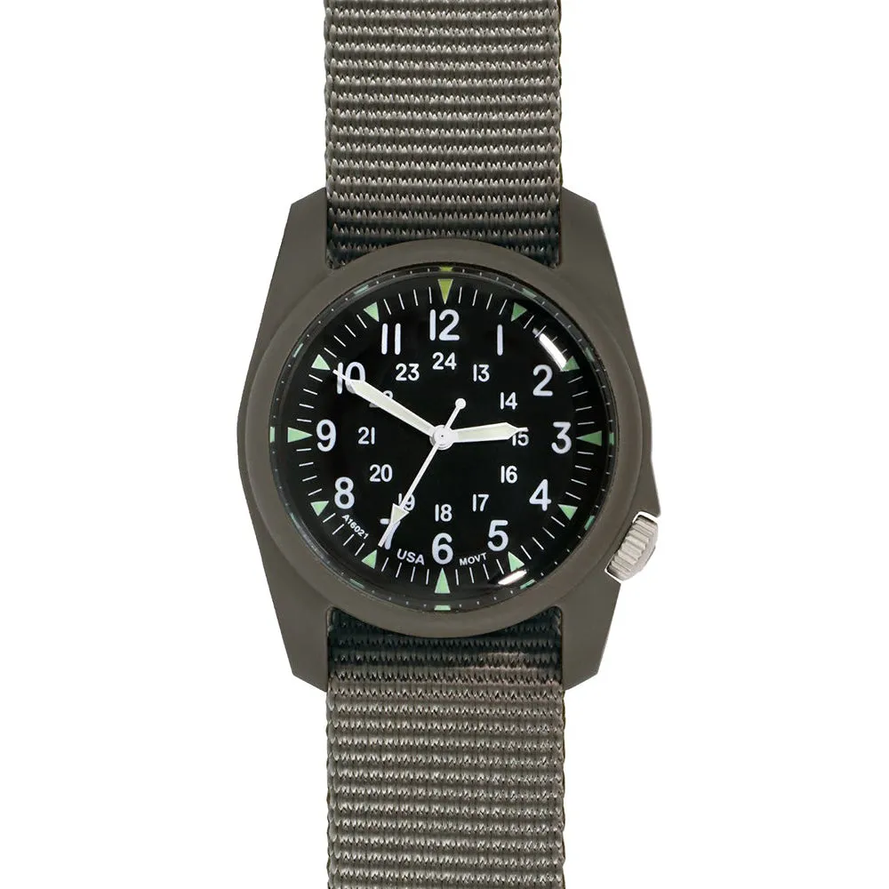 Bertucci Black Dial Dark Olive Case RETROFORM GHOST GRAY Nylon Band Wrist Watch - 11602
