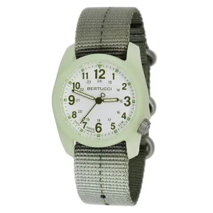 Bertucci Mens A-2R Dx3 Field Analog Resin Watch - Green Nylon Strap - White Dial - 11028