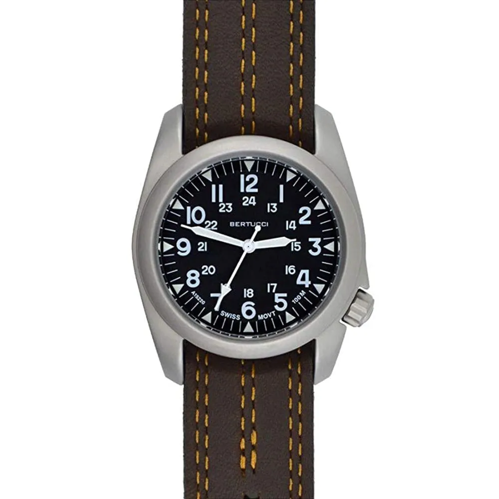 BERTUCCI Mens Brown Leather Band Pantera Six Quartz Wrist Watch - 11507