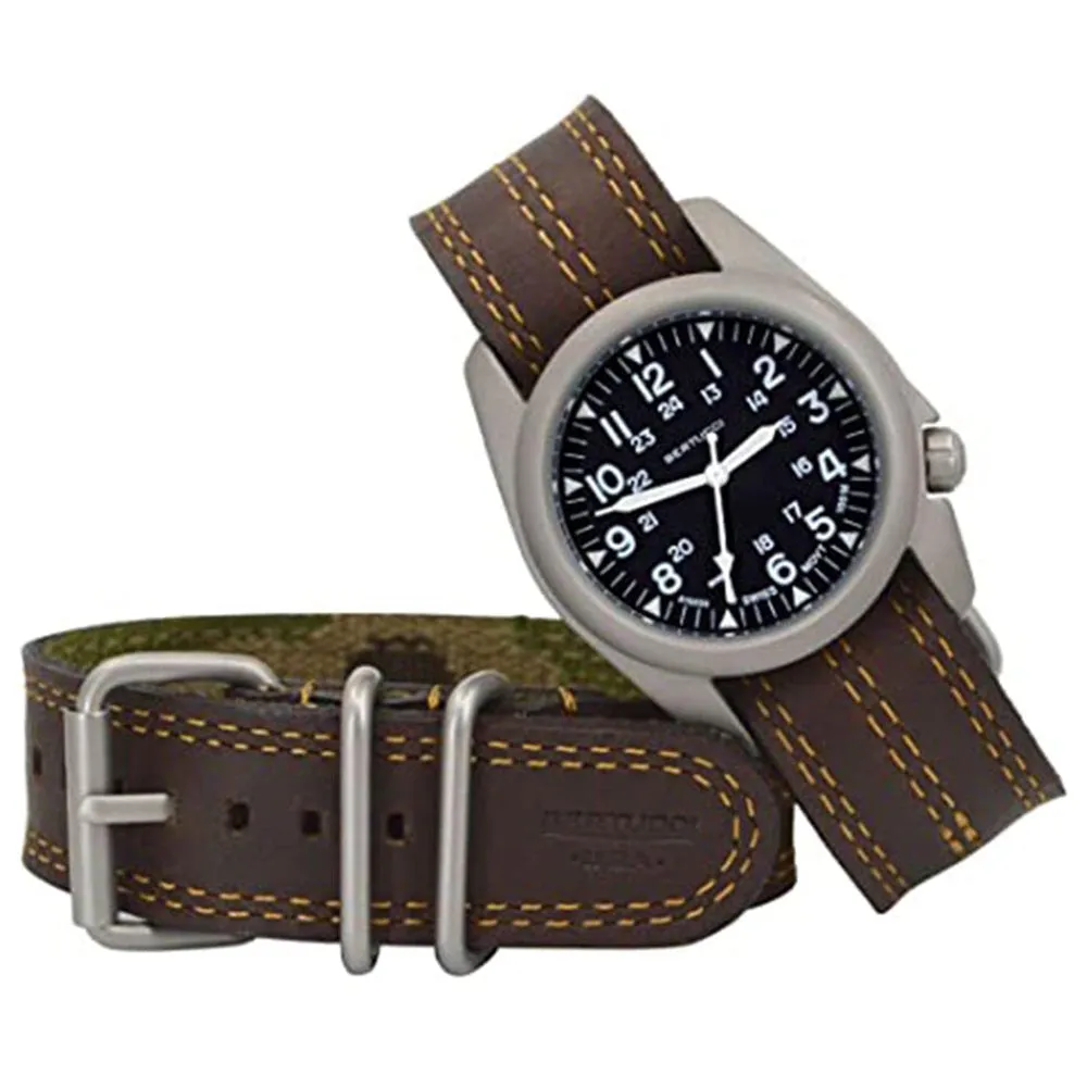 BERTUCCI Mens Brown Leather Band Pantera Six Quartz Wrist Watch - 11507