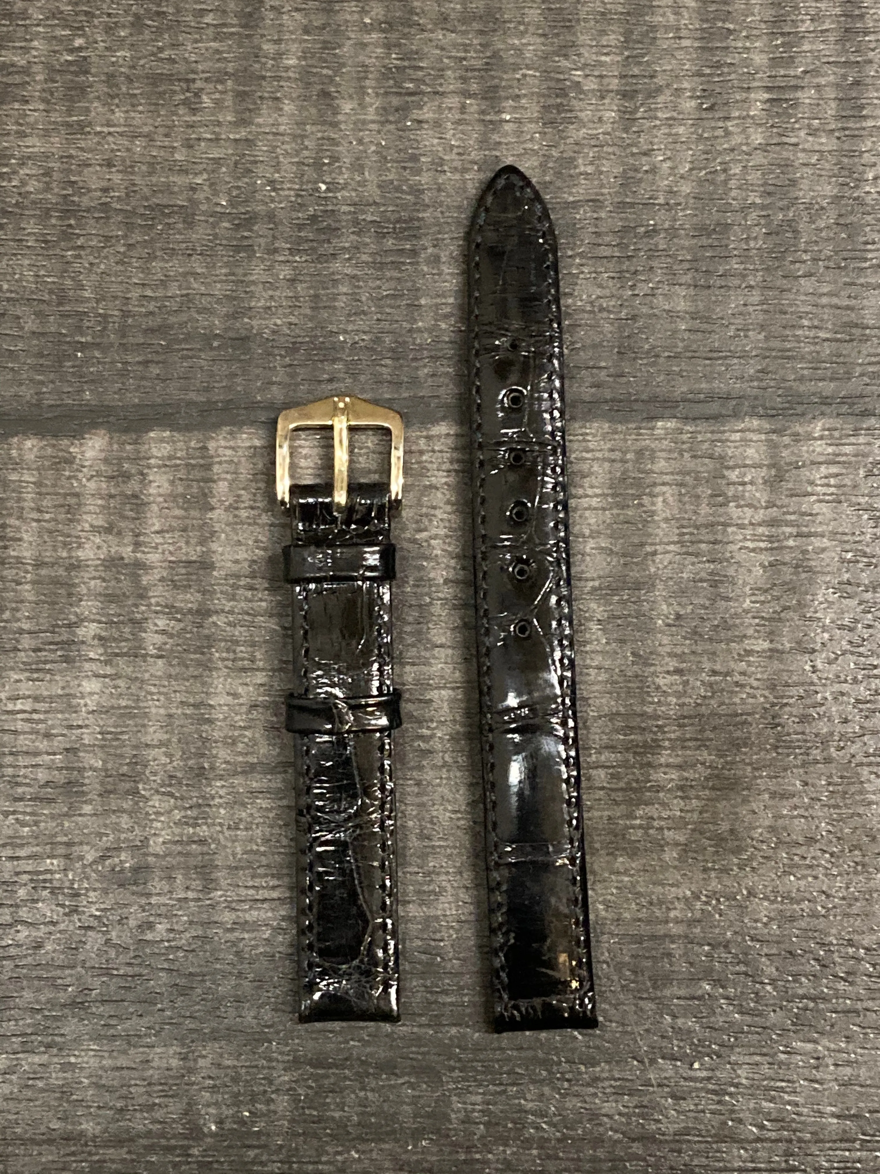 Black Crocodile Shiny Watch Strap w/ Silver Tone Buckle - $700 APR VALUE w/ CoA! ✓