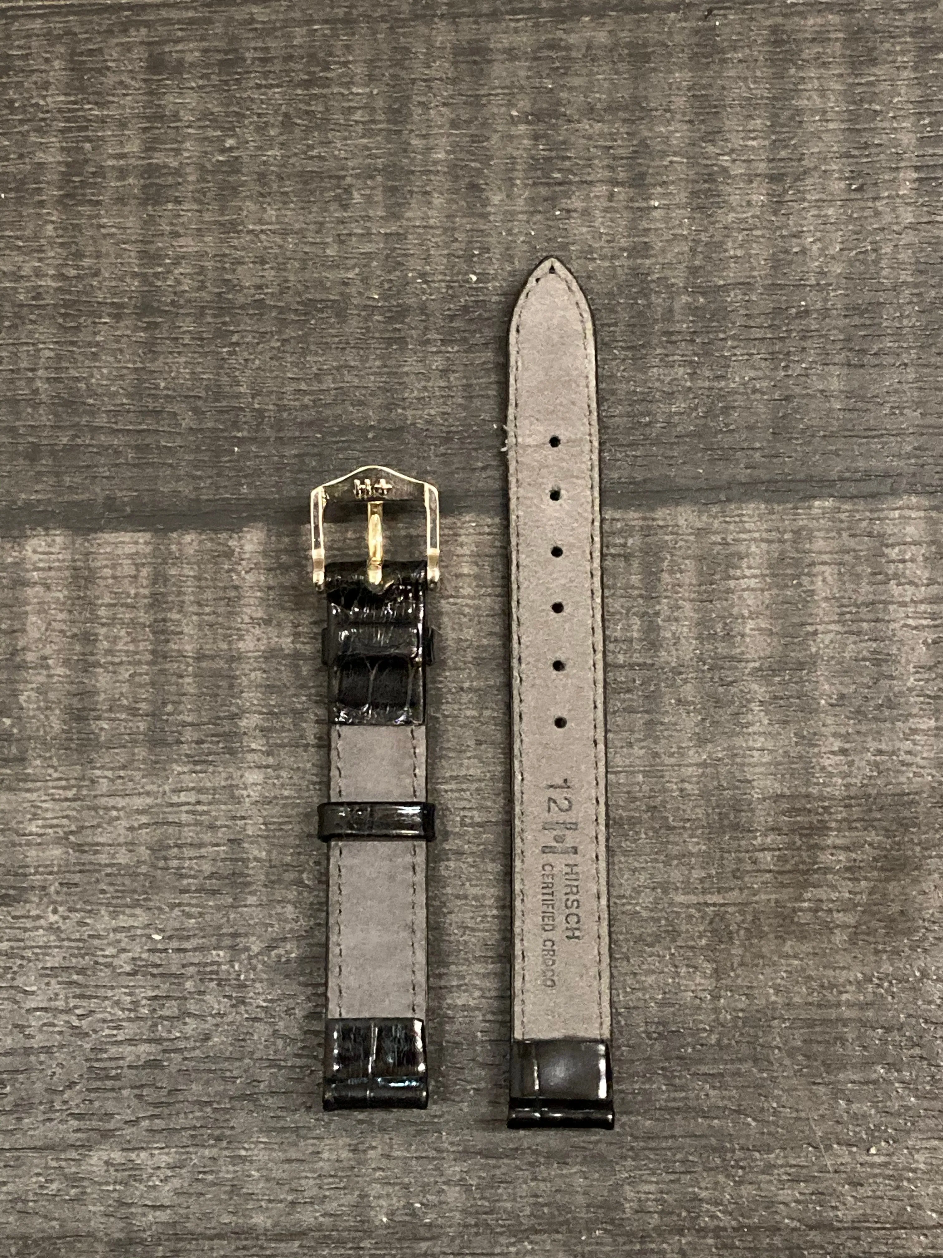 Black Crocodile Shiny Watch Strap w/ Silver Tone Buckle - $700 APR VALUE w/ CoA! ✓