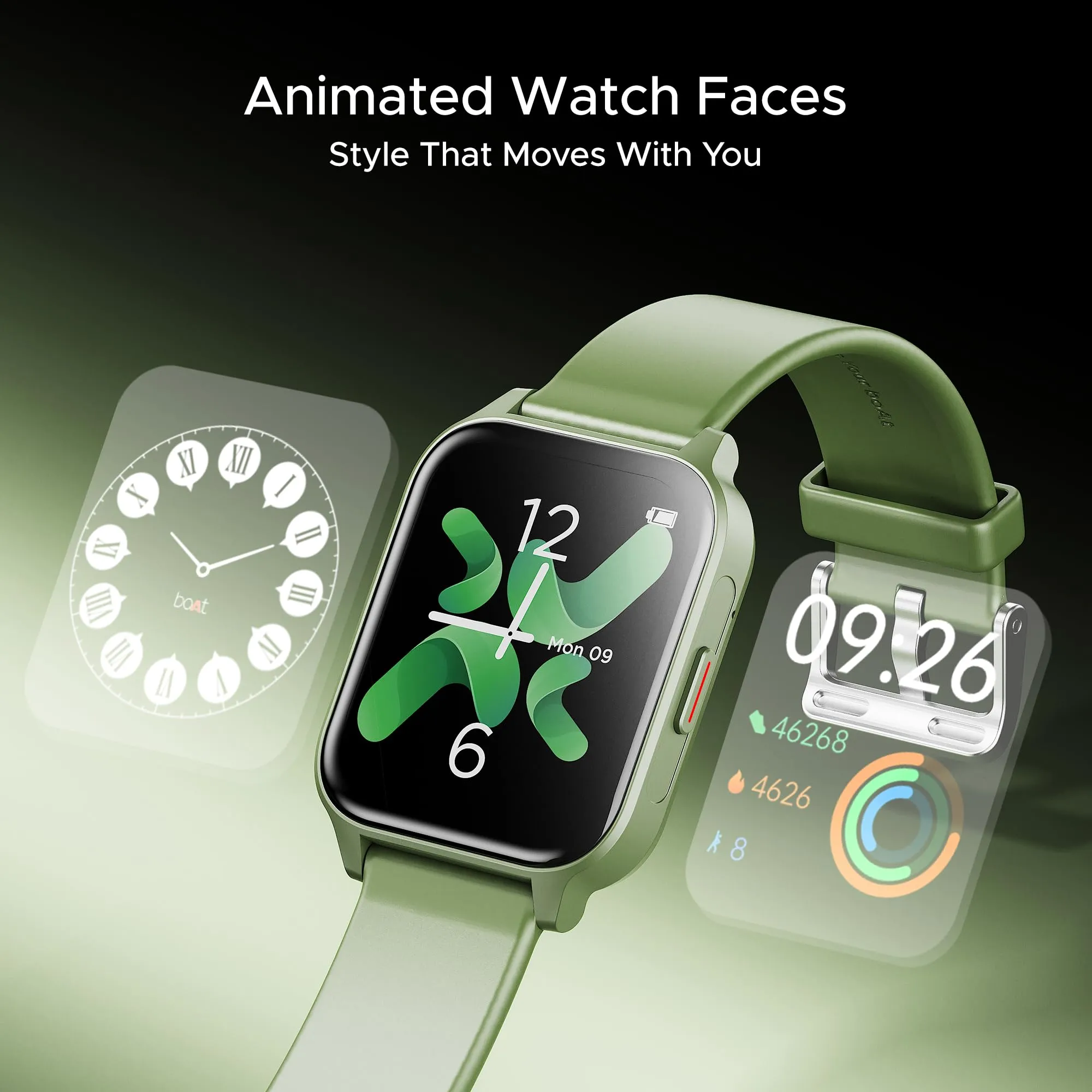 boAt Newly Launched Wave Call 2 Plus Smart Watch w/Bilingual Support (Hindi/English), 1.96”(4.97 cm) HD Display, BT Calling, 100 Sports Modes, Animated Watch Faces, Voice Assistant(Olive Green)