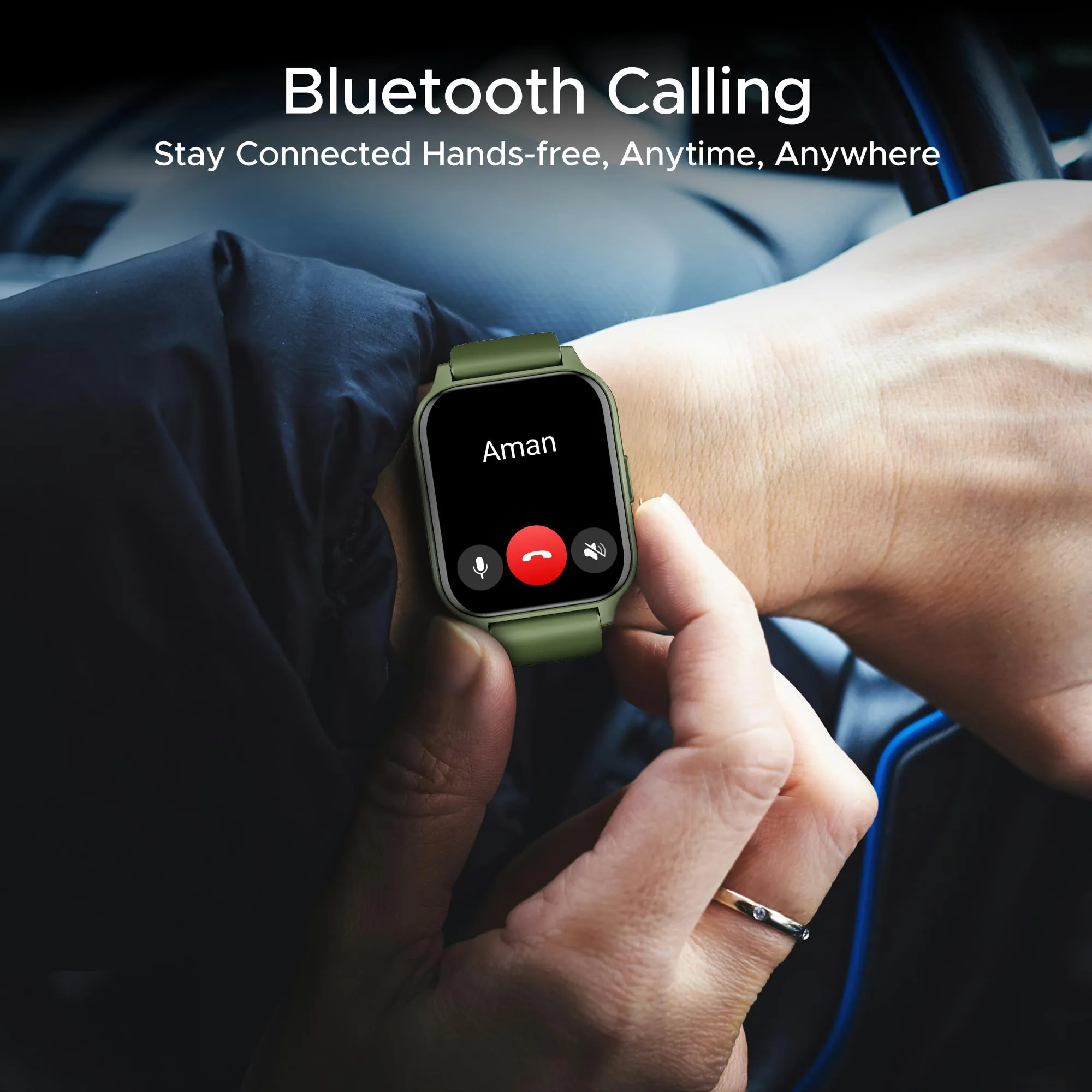 boAt Newly Launched Wave Call 2 Plus Smart Watch w/Bilingual Support (Hindi/English), 1.96”(4.97 cm) HD Display, BT Calling, 100 Sports Modes, Animated Watch Faces, Voice Assistant(Olive Green)