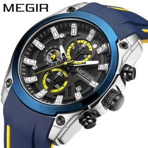 Brand Megur megir men's watch multi-function timing sports silicone male quartz sports watch 2144