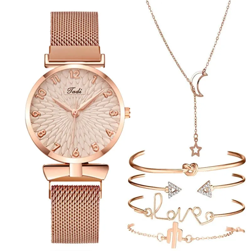 Casual Minimalist Bowknot Case with Stainless Steel Mesh Band Quartz Watches
