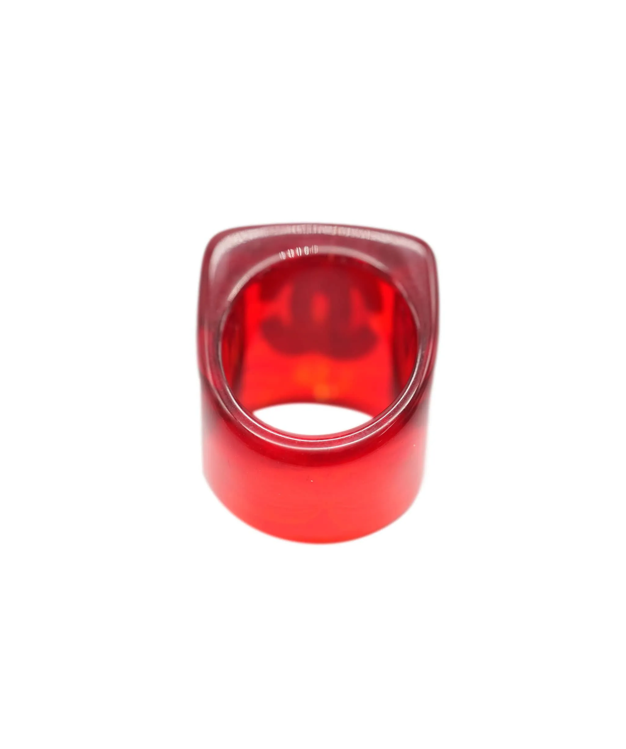CHANEL RED RESIN WITH CC RING UKL1404